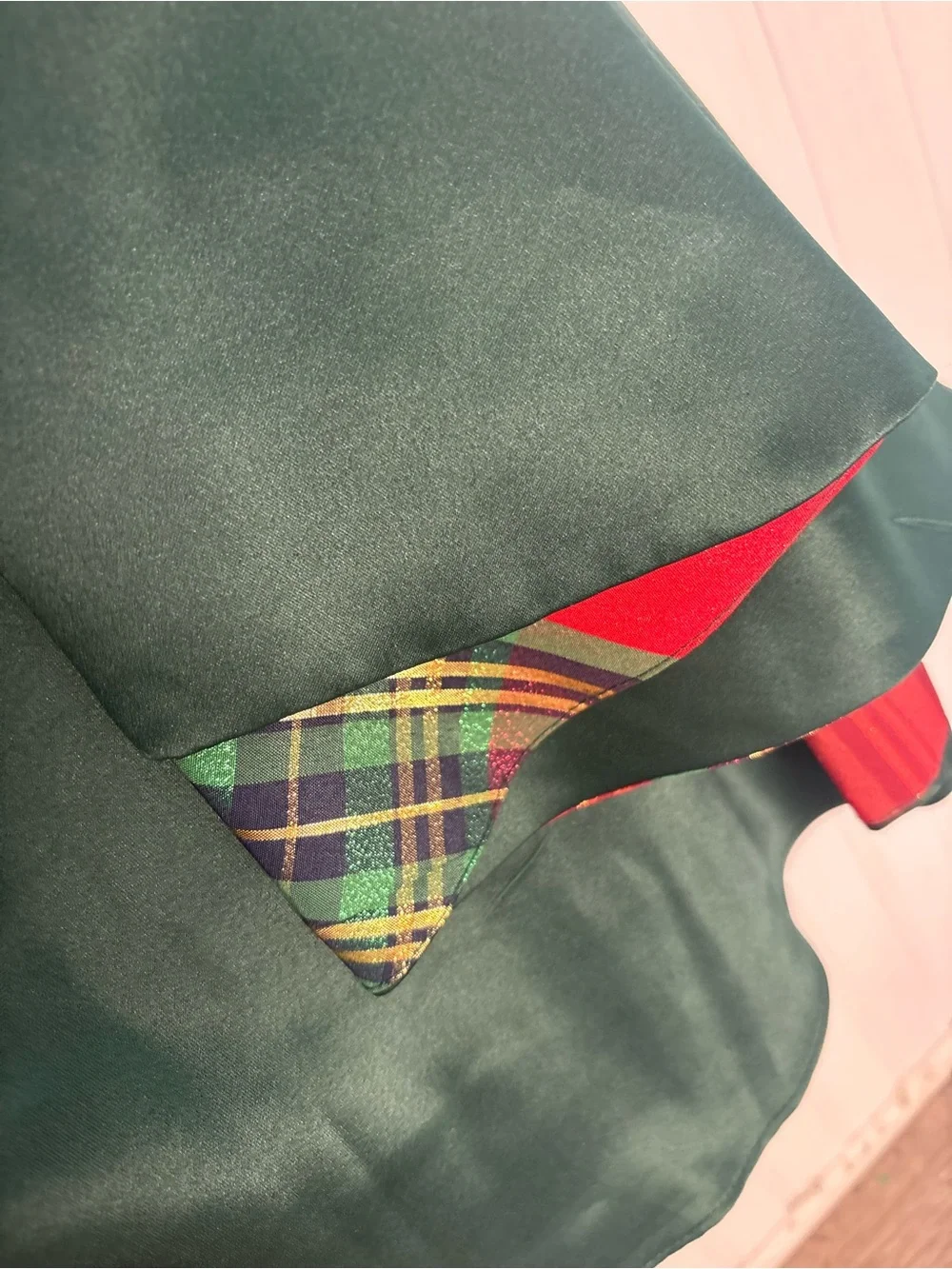 Rare Editions Dark Green Holiday Dress with Red Plaid Bow